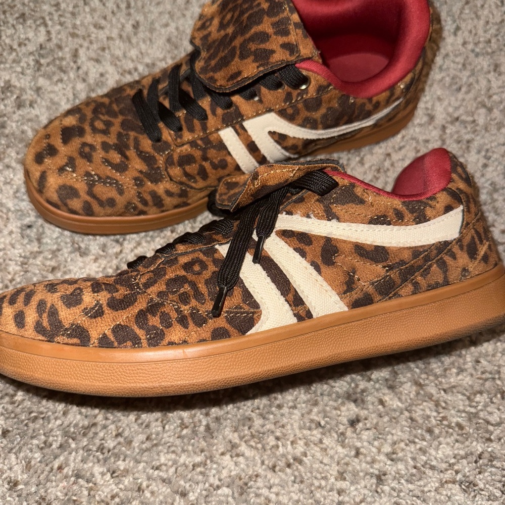 Leopard Print Sneakers with Red Interior